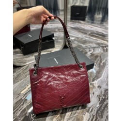 Borsa Replica 1:1 shopping YSL Saint Laurent NIKI media in pelle vintage stropicciata Claret