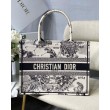 Borse Firmate Replica tote media Dior Book Toile de Jouy Zodiac ricamo bianco