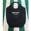 Borse Firmate Replica tote Prada in rafia nera