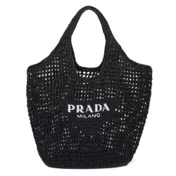 Borse Firmate Replica tote Prada in rafia nera