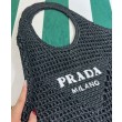 Borse Firmate Replica tote Prada in rafia nera