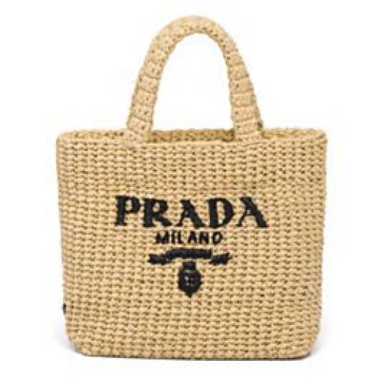 Bora Pari all'originale replica tote Prada piccola in rafia Albicocca