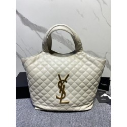 Borsa YSL Saint Laurent Icare Maxi Shopping In Pelle Di Agnello Trapuntata Bianca