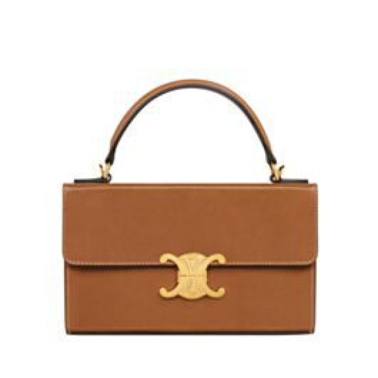 Celine Box Triomphe In Pelle Di Vitello Naturale Caffè