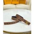 Cintura reversibile LV LV Chain 30mm marrone