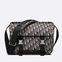 Borsa a tracolla jacquard Dior Explorer Dior Oblique nera