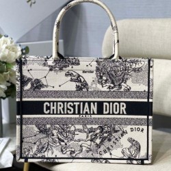 Borse Firmate Replica tote media Dior Book Toile de Jouy Zodiac ricamo bianco Borse Firmate Replica tote media Dior Book Toile de Jouy Zodiac ricamo bianco
