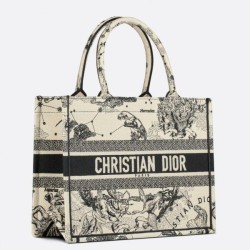 Borse Firmate Replica tote media Dior Book Toile de Jouy Zodiac ricamo bianco