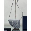 Dior Mini Saddle CD Diamond Canvas Borsa da uomo grigia