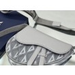 Dior Mini Saddle CD Diamond Canvas Borsa da uomo grigia