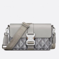Dior Hit the Road CD Diamond Canvas Messenger Borsa da uomo grigia