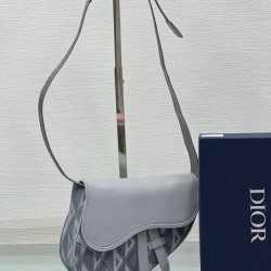 Dior Mini Saddle CD Diamond Canvas Borsa da uomo grigia Dior Mini Saddle CD Diamond Canvas Borsa da uomo grigia
