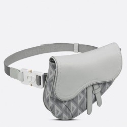 Dior Mini Saddle CD Diamond Canvas Borsa da uomo grigia