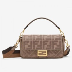 Borsa Fendi Baguette media FF grigia