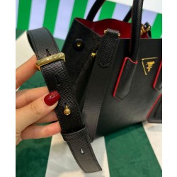 fedele Mini borsa Prada Double in pelle Saffiano nera