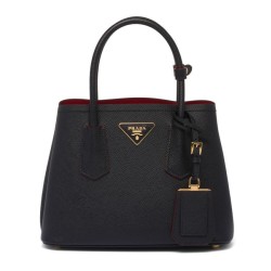 fedele Mini borsa Prada Double in pelle Saffiano nera