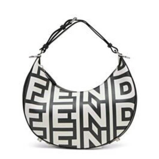 Fendi Fendigraphy Piccola Capsule Bag Fendi Roma in pelle stampata bicolore 8BR798 Nera