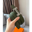 Alta gamma replica Fibbia per cintura Hermes H Au Carré & Cinturino in pelle reversibile 32mm verde Alta gamma replica Fibbia per cintura Hermes H Au Carré & Cinturino in pelle reversibile 32mm verde
