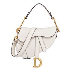 Christian Dior Mini borsa a sella con cinturino bianco