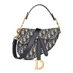 Borsa Christian Dior Mini Saddle Con Tracolla Blu Scuro