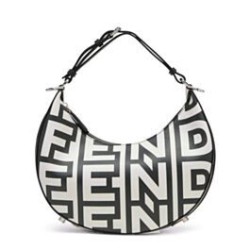 Fendi Fendigraphy Piccola Capsule Bag Fendi Roma in pelle stampata bicolore 8BR798 Nera