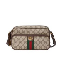 Borsa a tracolla piccola Ophidia Gucci 723312 Caffè scuro
