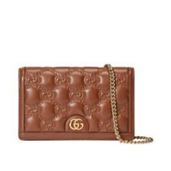 Gucci GG Matelasse Chain Wallet 723787 Caffè