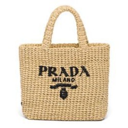 Miglior Prezzo Bora Pari all'originale replica tote Prada piccola in rafia Albicocca Replica