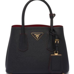 Miglior Prezzo fedele Mini borsa Prada Double in pelle Saffiano nera Replica