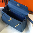 Hermes Kelly 25cm Borse Firmate Replica Sellier Clemence Pelle Blu Hermes Kelly 25cm Borse Firmate Replica Sellier Clemence Pelle Blu