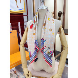 LV Silk Vivienne Xmas Square 90 M77905 Beige