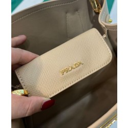 Mini Borsa Prada Doppia In Pelle Saffiano Albicocca