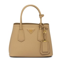 Mini Borsa Prada Doppia In Pelle Saffiano Albicocca