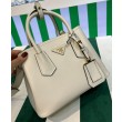 Mini Borsa Prada Doppia In Pelle Saffiano Crema