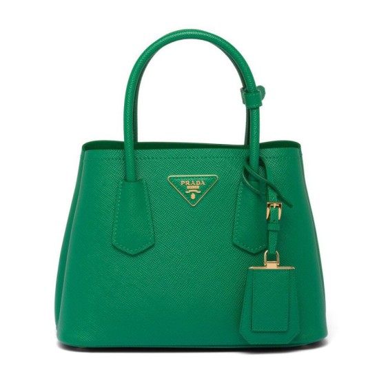 Mini Borsa Prada Doppia In Pelle Saffiano Verde