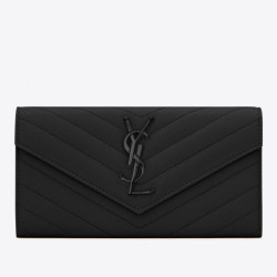 Patta monogramma grande YSL Saint Laurent tutta nera