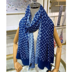 Sciarpa lunga sfumata in denim da donna di LV blu
