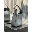 YSL Saint Laurent Le 5 À 7 Cassandre Hobo Secchiello Piccola Borsa Morbida Pelle Liscia Grigia