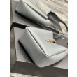 YSL Saint Laurent Le 5 À 7 Cassandre Hobo Secchiello Piccola Borsa Morbida Pelle Liscia Grigia