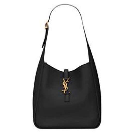 YSL Saint Laurent Le 5 A 7 Borsa Replica 1:1 Hobo Piccola Morbida In Pelle Liscia Nera