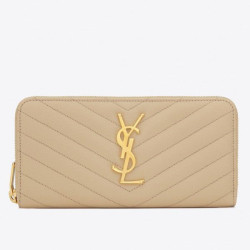 Qualità superiore replica YSL Saint Laurent Monogram Zip Around Portafoglio Cipria