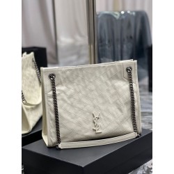 YSL Saint Laurent NIKI Borse Replica shopping media in pelle stropicciata vintage Bianco