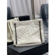 YSL Saint Laurent NIKI Borse Replica shopping media in pelle stropicciata vintage Bianco