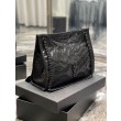 YSL Saint Laurent NIKI Borsa Replica 1:1 shopping media in pelle stropicciata vintage Nera