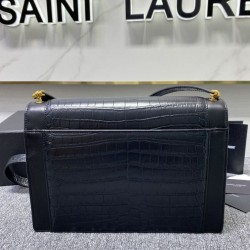 Borsa Replica 1:1 a Tracolla YSL Saint Laurent Gaby Pelle di vitello Stampa Coccodrillo Nero Borsa Replica 1:1 a Tracolla YSL Saint Laurent Gaby Pelle di vitello Stampa Coccodrillo Nero