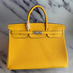 Herme Birkin Borsa 35cm fatta a mano Clemence Yellow