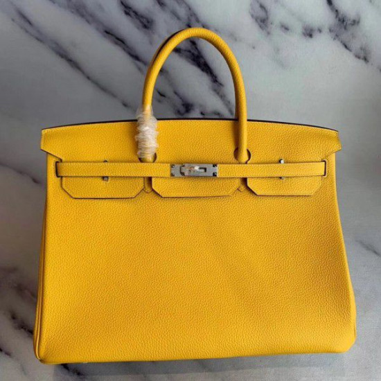 Herme Birkin Borsa 35cm fatta a mano Clemence Yellow Herme Birkin Borsa 35cm fatta a mano Clemence Yellow