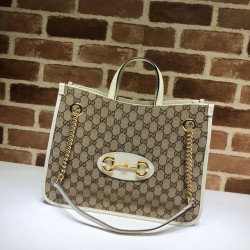 Miglior Prezzo Imitazione Borsa tote media Gucci 1955 Horsebit 621144 Bianca Replica