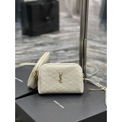 Borse Firmate Replica a catena con cerniera YSL Saint Laurent Gaby 18 cm bianca
