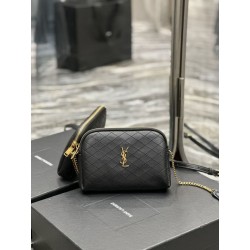 Borsa a catena YSL Saint Laurent Gaby con cerniera e catena 18 cm Nera